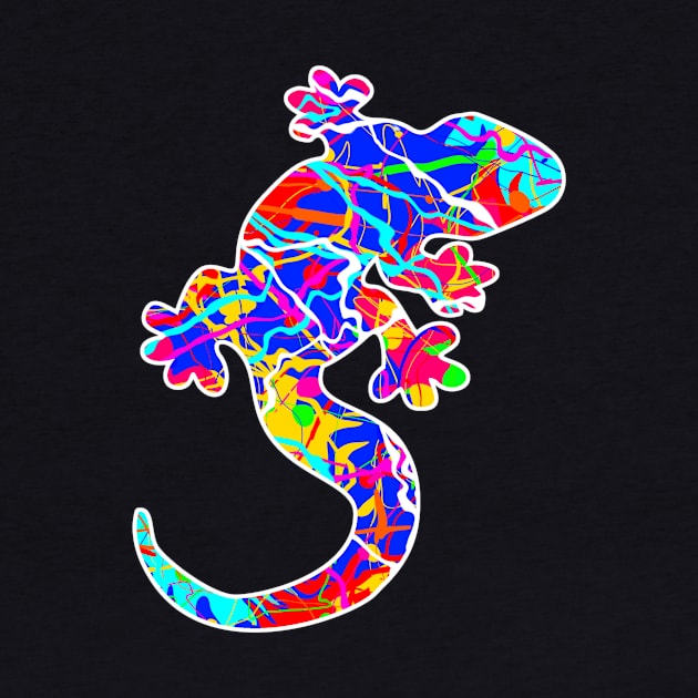 Colorful surreal psychedelic lizard king I by simbamerch